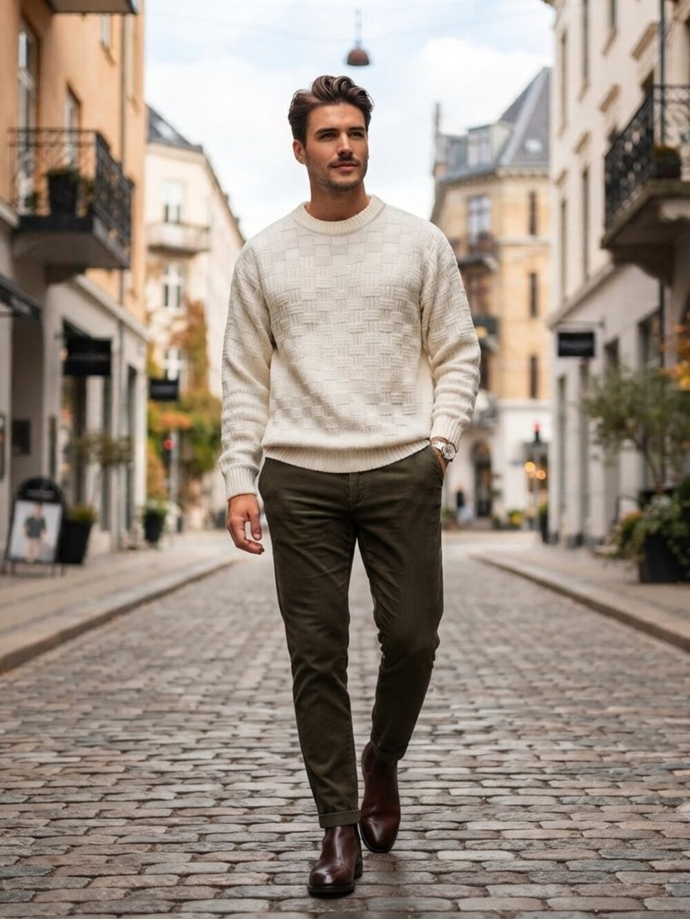 T.L.C Lambert Vintage 100% Cotton Textured Knit Sweater Cream Made in USA Sz L